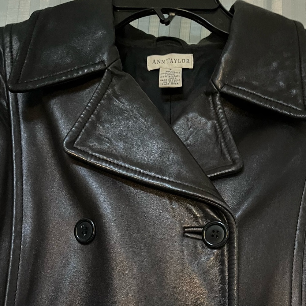 VINTAGE ANN TAYLOR Leather Blazer Jacket - Picture 4 of 7
